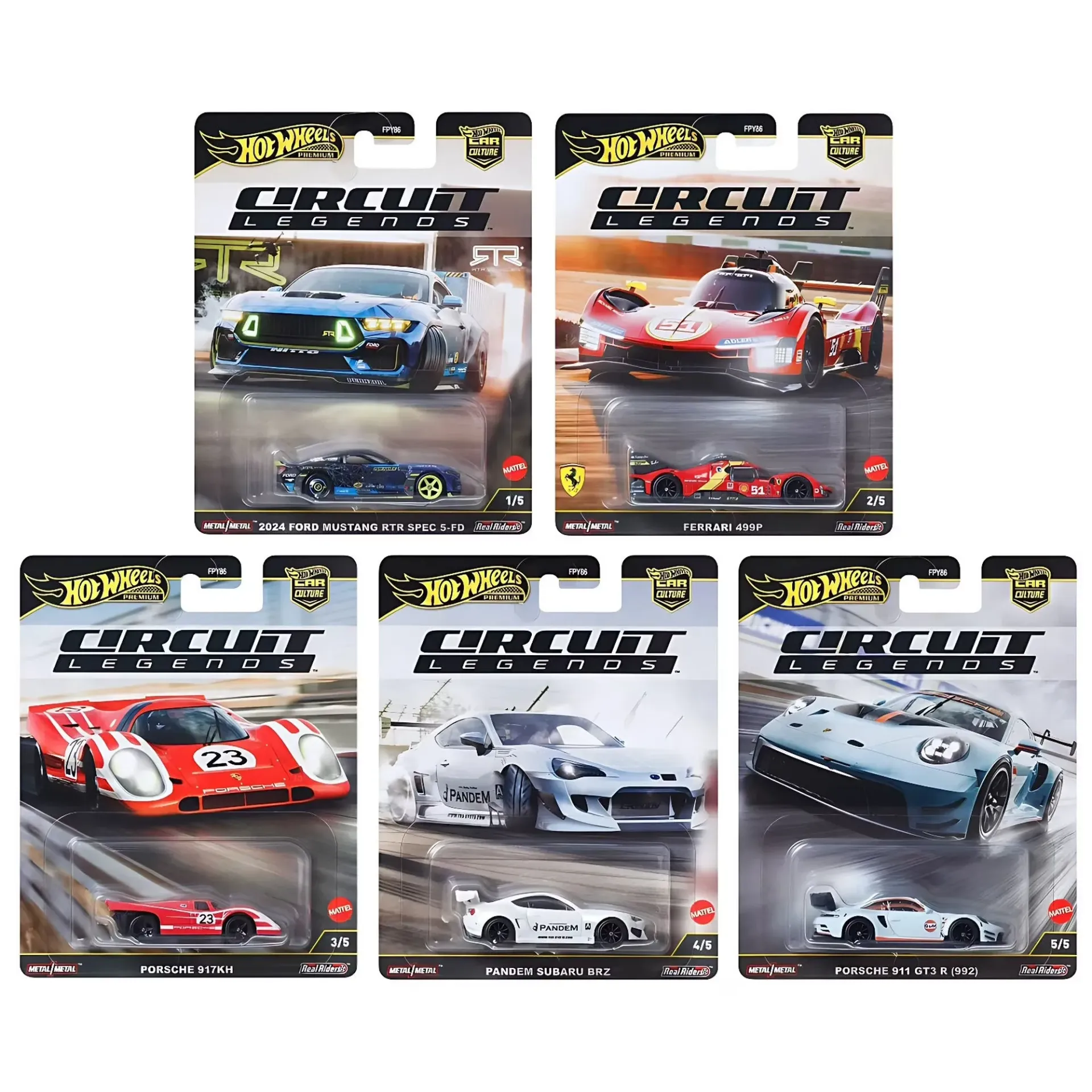 Hot Wheels Premium Car Culture 2025 Circuit Legends FPY86-961K Set of 5