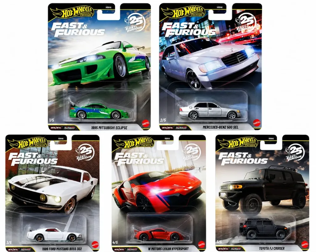 Fast & Furious 25th Anniversary Set of 5 (Including Chase Eclipse)